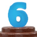 Number 6 six on ChoÃÂolate cake. 3D render Illustration